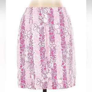 Lilly Pulitzer Simple Skirt Boardwalk Cafe Pink White Jungle Print Size 2 XS